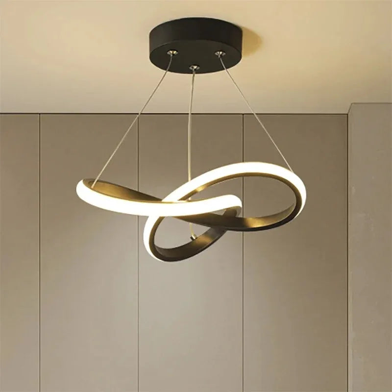 Modern LED Pendant Light – Creative Streamlined Hanging Lamp for Bedroom, Dining & Study