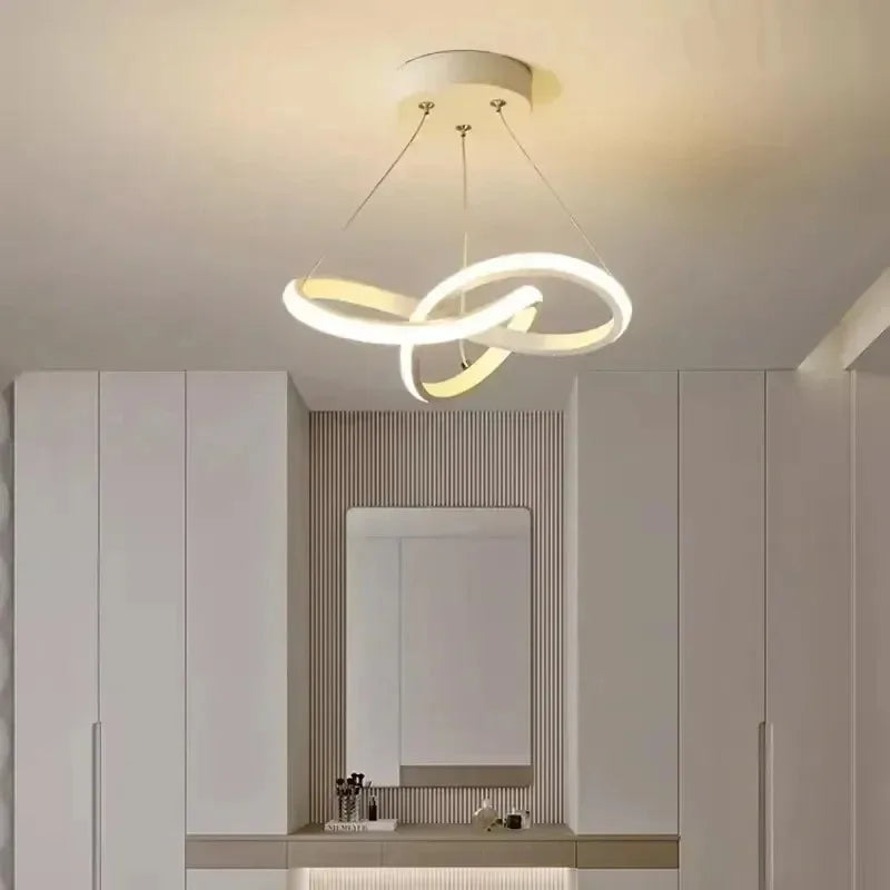 Modern LED Pendant Light – Creative Streamlined Hanging Lamp for Bedroom, Dining & Study
