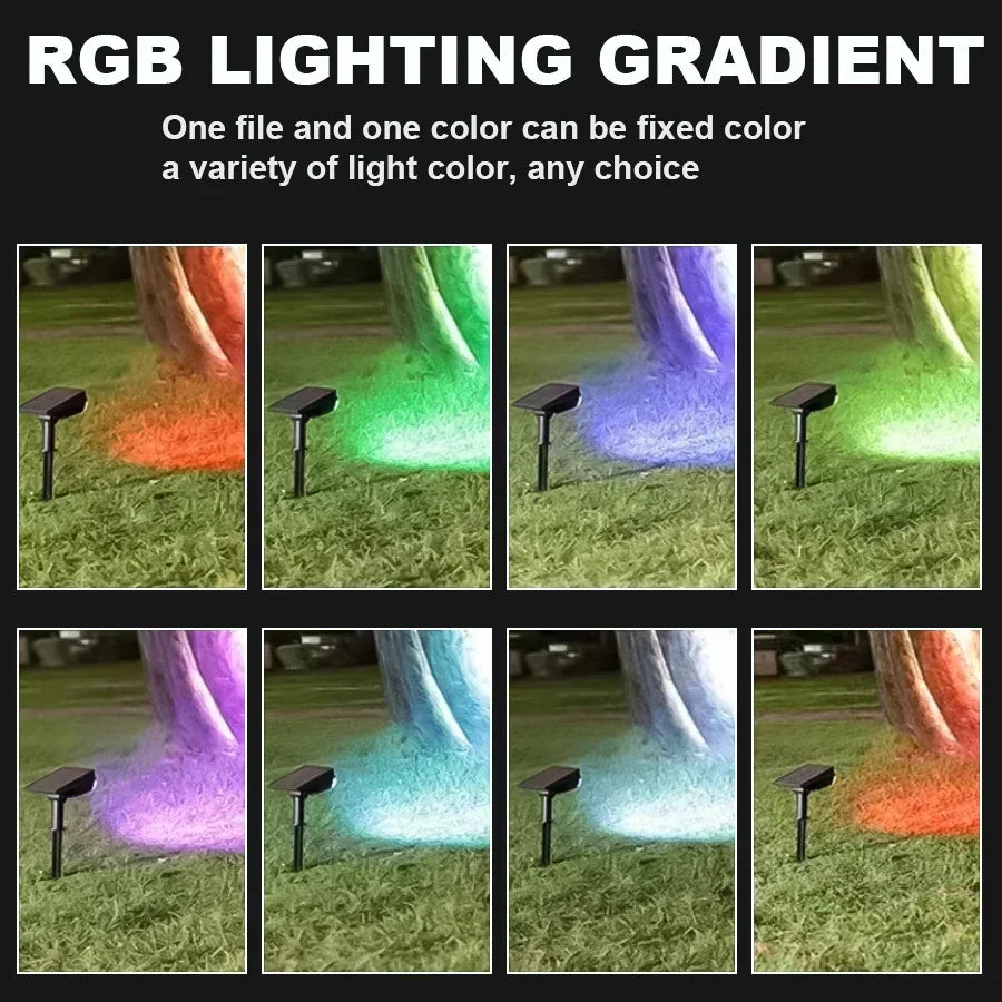 RGB Solar LED Spotlights – Waterproof Outdoor Landscape Lights for Garden, Patio & Wall (2/9 LEDs)
