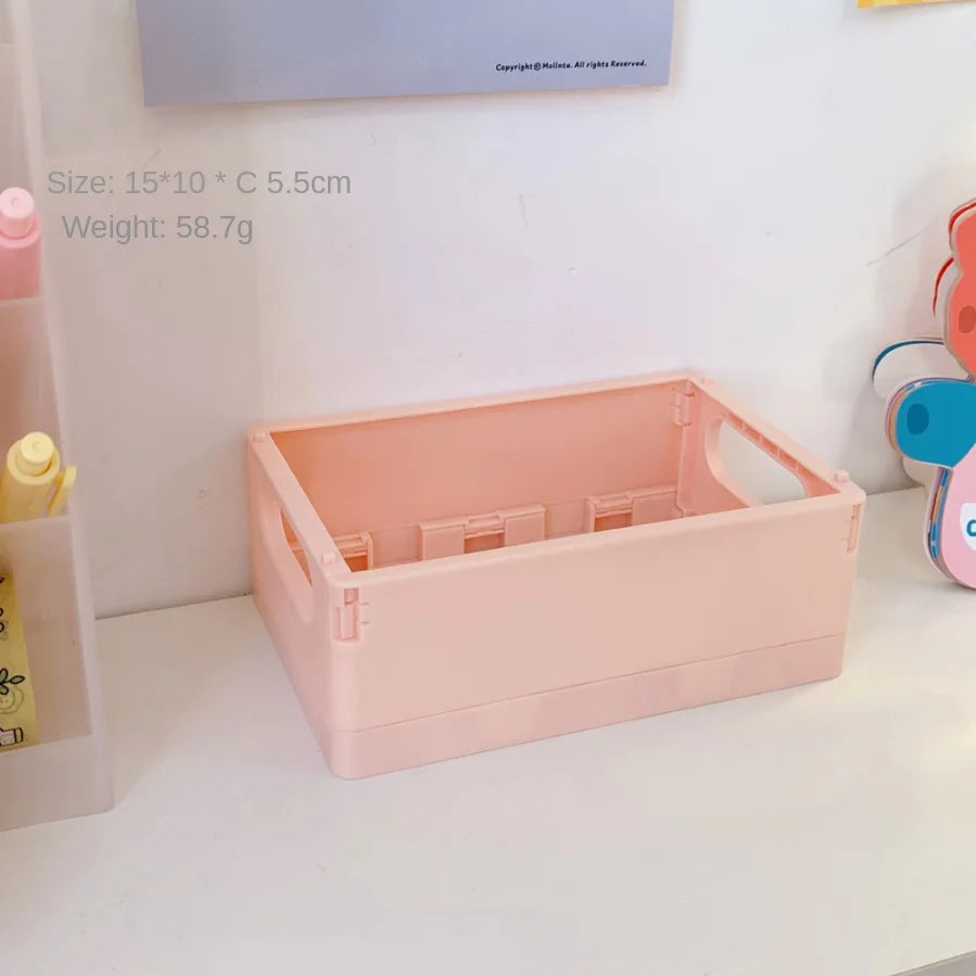 Foldable Desktop Storage Box – Dorm & Home Organizer for Books, Snacks & Toys