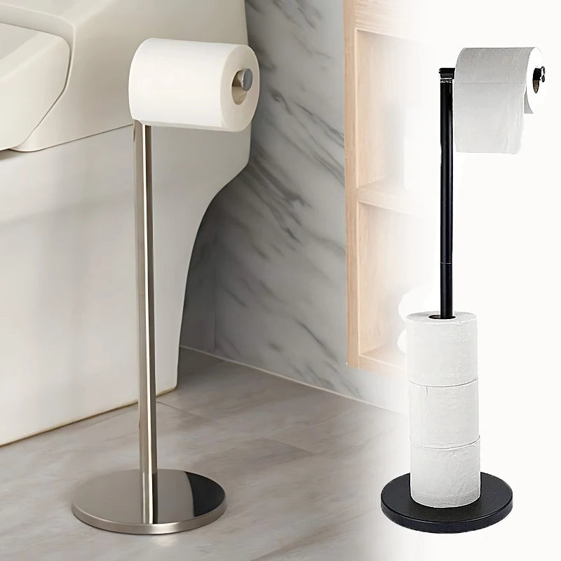 Stainless Steel Floor-Mounted Toilet Paper Holder – Single Pole Bathroom & Kitchen Stand