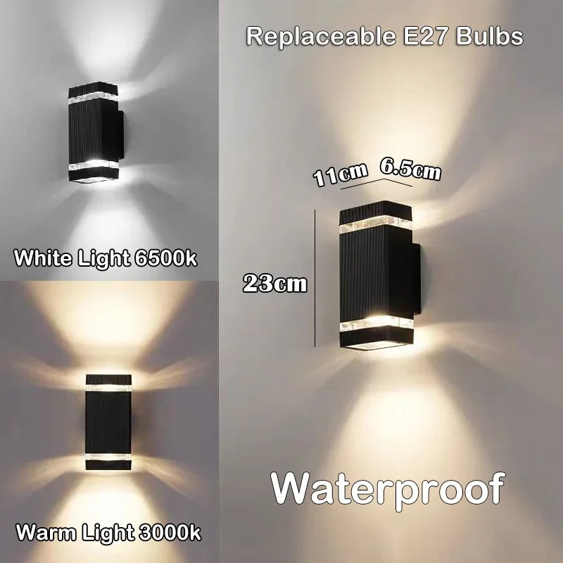 LED Outdoor Wall Light – Waterproof Up & Down Sconce for Porch, Garden & Front Door (E27, IP65)