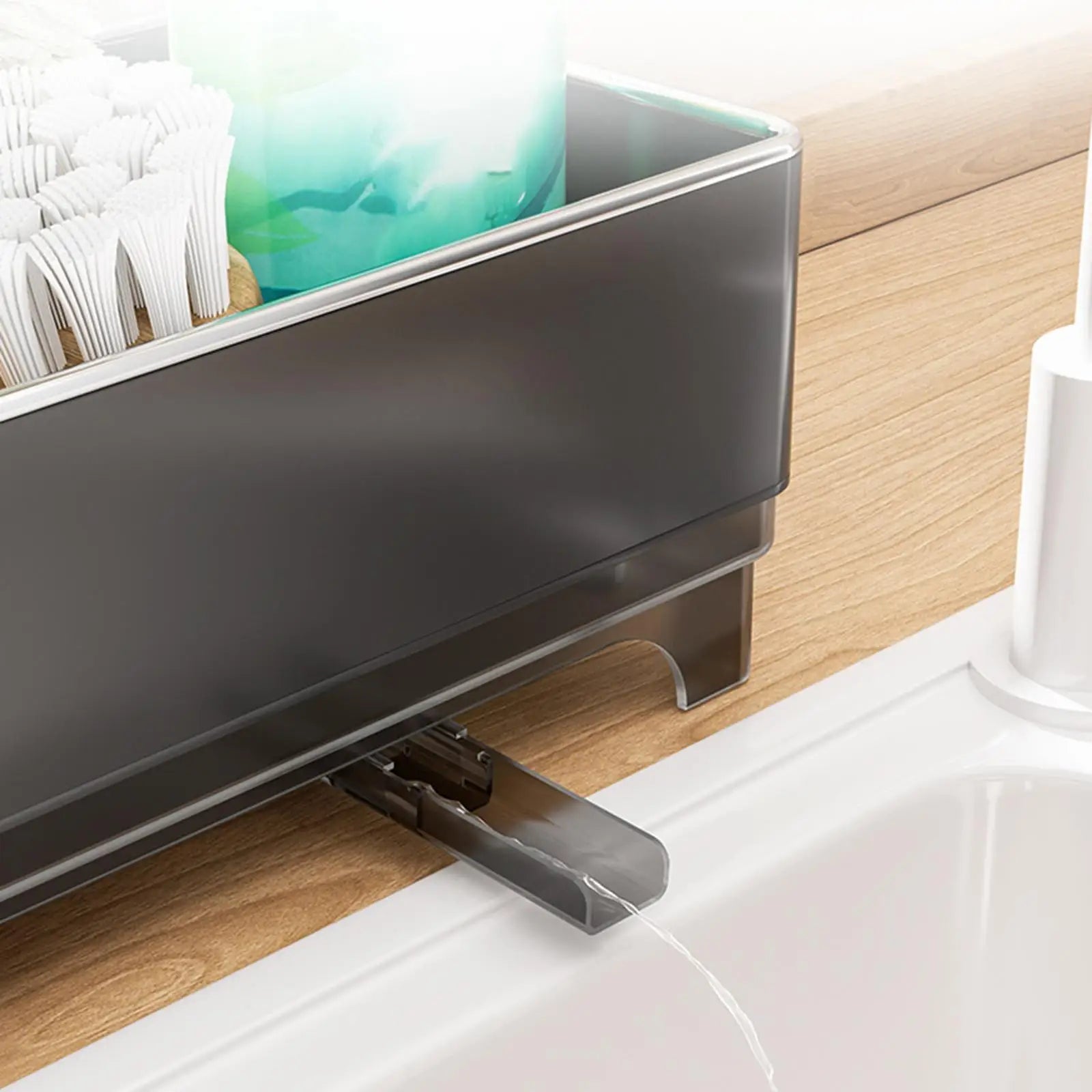 Kitchen Sink Organizer with Drain Tray – Black