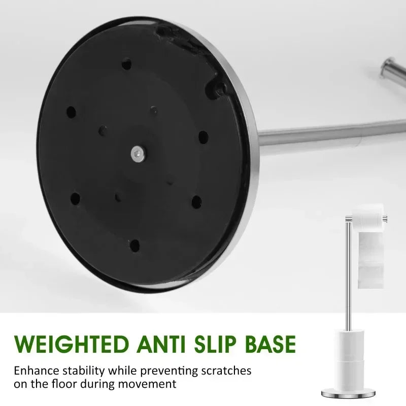 Stainless Steel Floor-Mounted Toilet Paper Holder – Single Pole Bathroom & Kitchen Stand