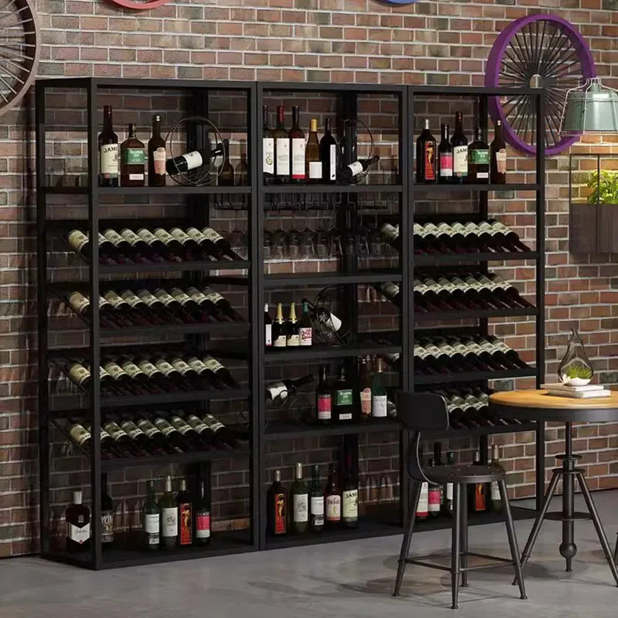 Industrial Iron Wine Rack & Bar Cabinet