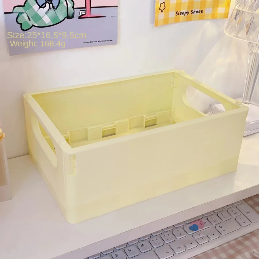 Foldable Desktop Storage Box – Dorm & Home Organizer for Books, Snacks & Toys