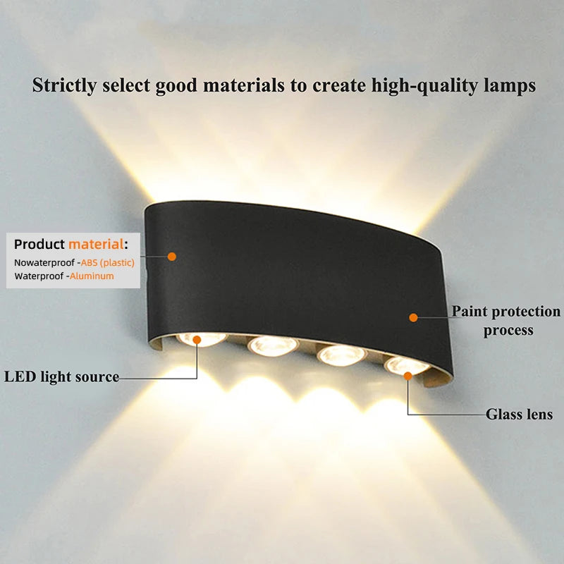 Modern LED Wall Sconce – Up & Down Indoor/Outdoor Wall Lamp for Living Room, Hallway & Bedroom