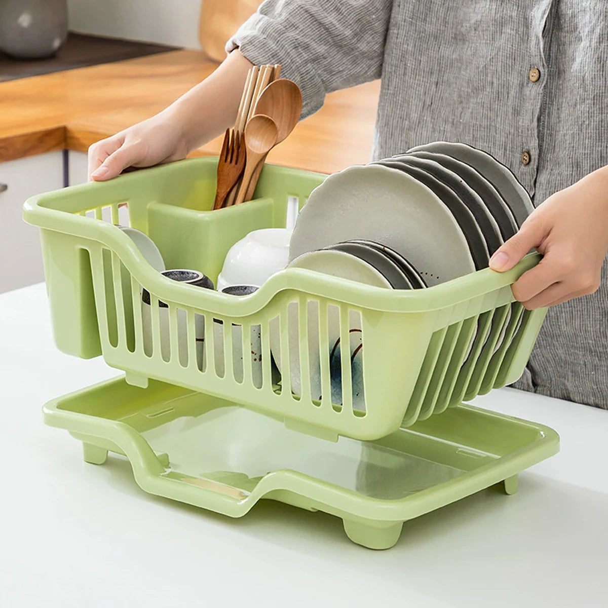 Countertop Dish Rack – With Drain Tray & Cutlery Holder