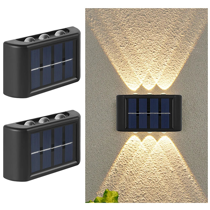6-LED Solar Wall Lamp – Up & Down Outdoor Waterproof Light for Garden, Yard & Balcony