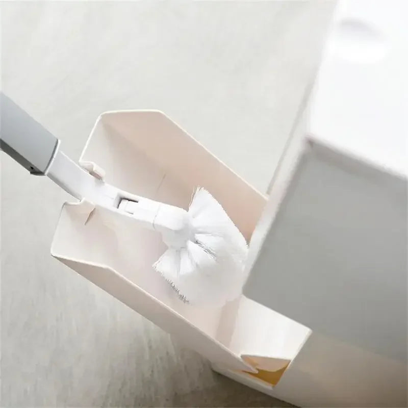 Bathroom Trash Can with Toilet Brush – Slim Plastic Waste Bin for Home & Kitchen