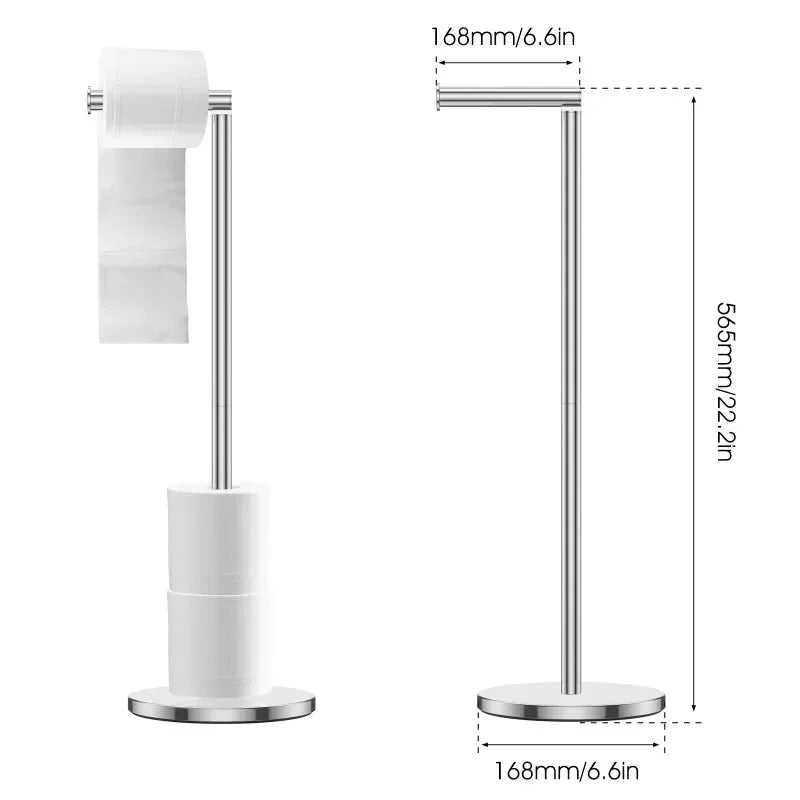Stainless Steel Floor-Mounted Toilet Paper Holder – Single Pole Bathroom & Kitchen Stand