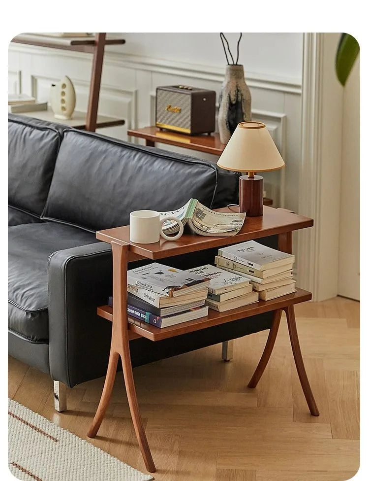 Modern Wooden Coffee Table – Portable Sofa Side Table with Storage for Living Room