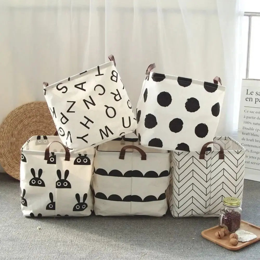 Cotton & Linen Foldable Laundry Basket – Household Clothes & Storage Organizer