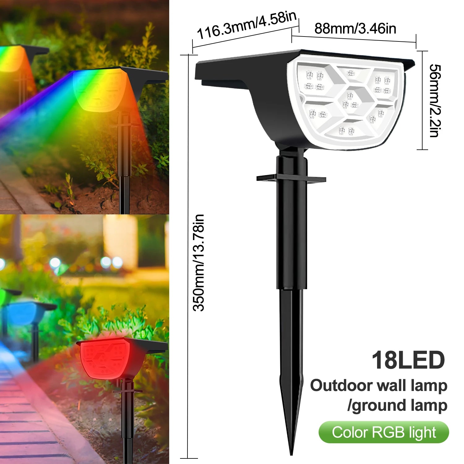 LED Solar Landscape Light – Outdoor Waterproof Spotlight with 3 Modes