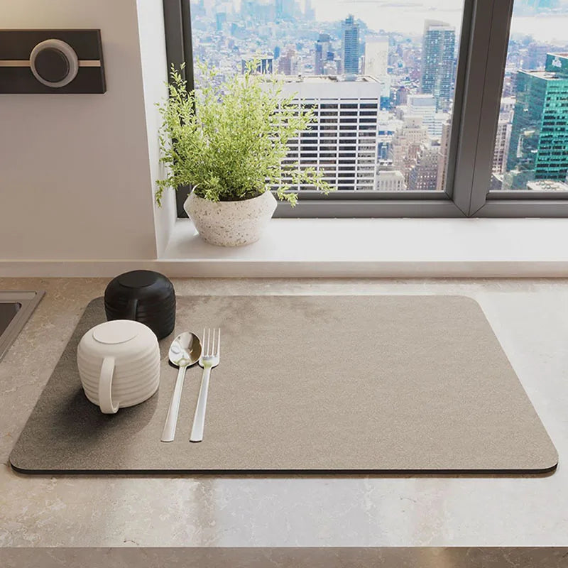 Super Absorbent Kitchen Countertop Dish Drying Mat – Non-Slip Placemat for Tableware & Dinnerware