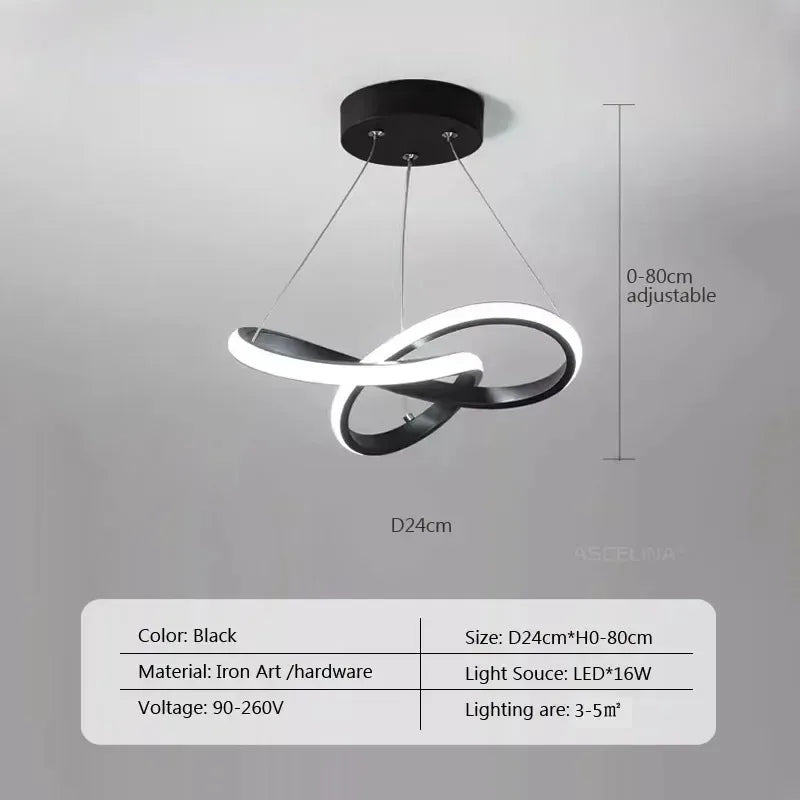 Modern LED Pendant Light – Creative Streamlined Hanging Lamp for Bedroom, Dining & Study