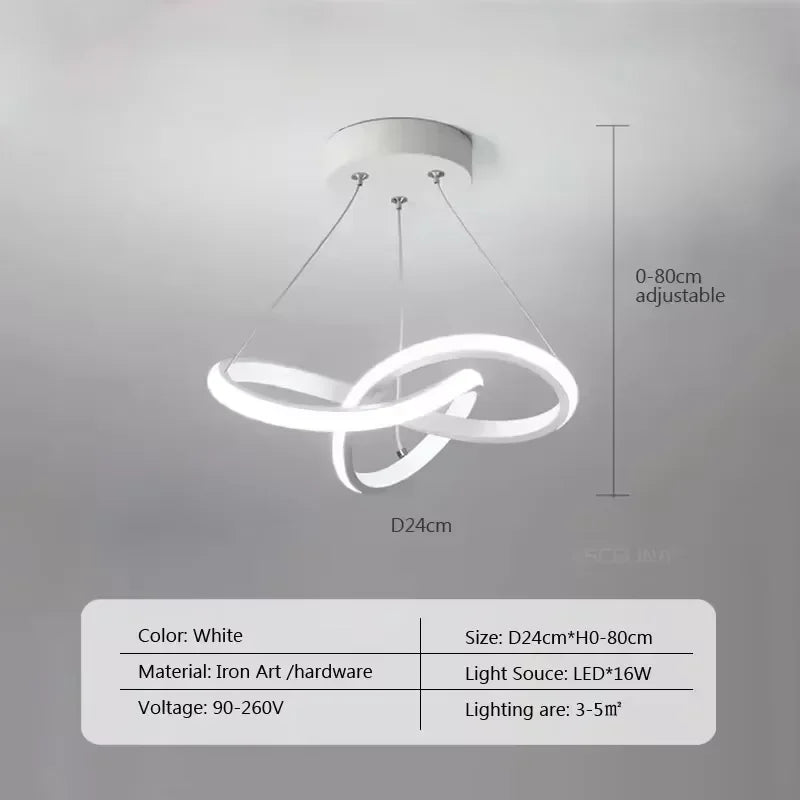 Modern LED Pendant Light – Creative Streamlined Hanging Lamp for Bedroom, Dining & Study