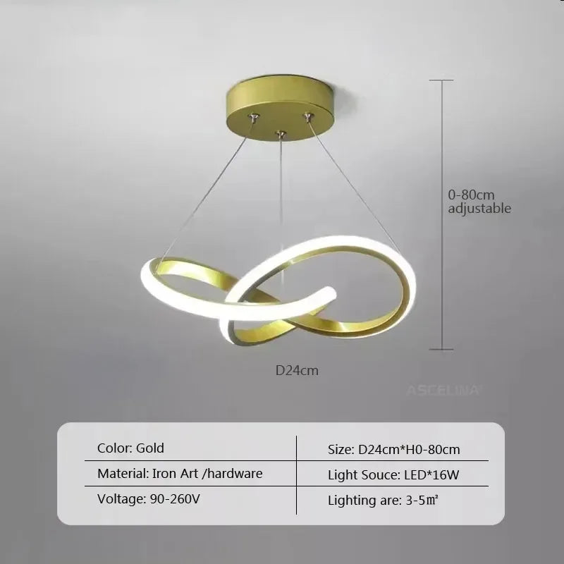 Modern LED Pendant Light – Creative Streamlined Hanging Lamp for Bedroom, Dining & Study