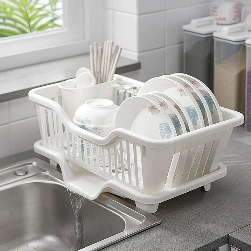 Kitchen Dish Drying Rack with Drainer Board – Countertop Storage for Plates, Bowls & Utensils