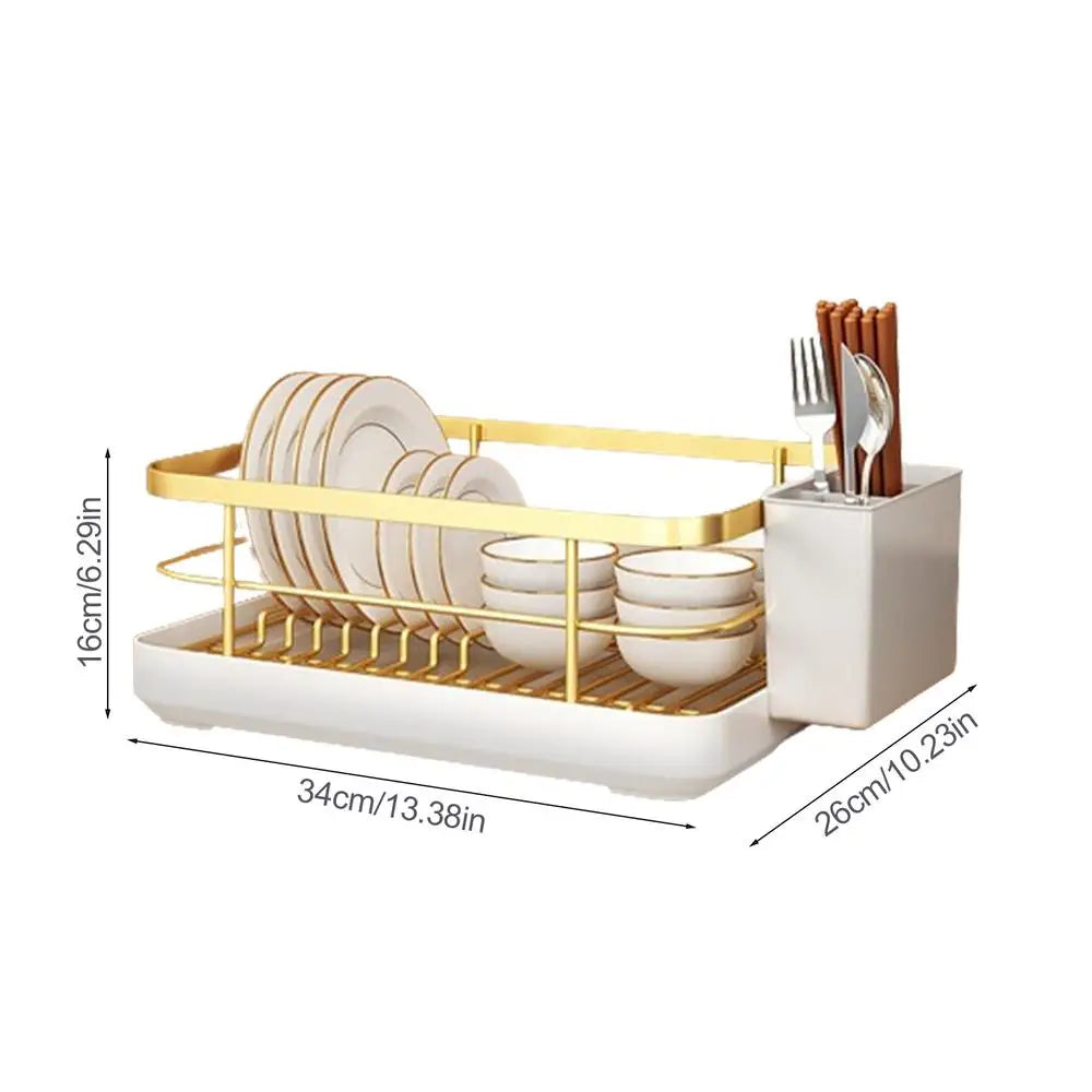 Kitchen Dish Drying & Storage Rack with Utensil Holder