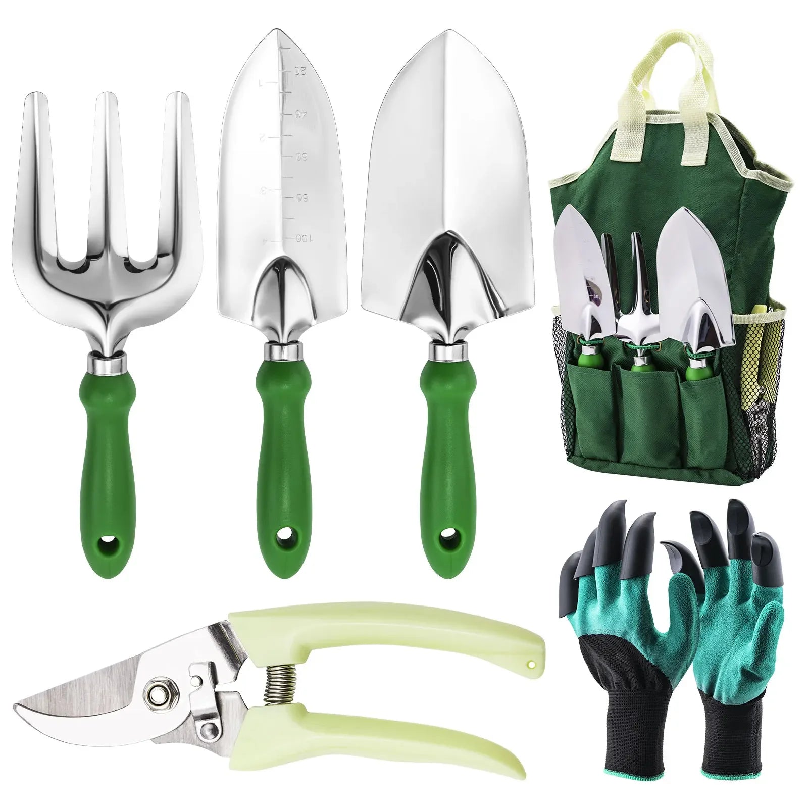 Garden Tools Set – Shears, Gloves, Trowel, Cultivator & Soil Scoop for Planting