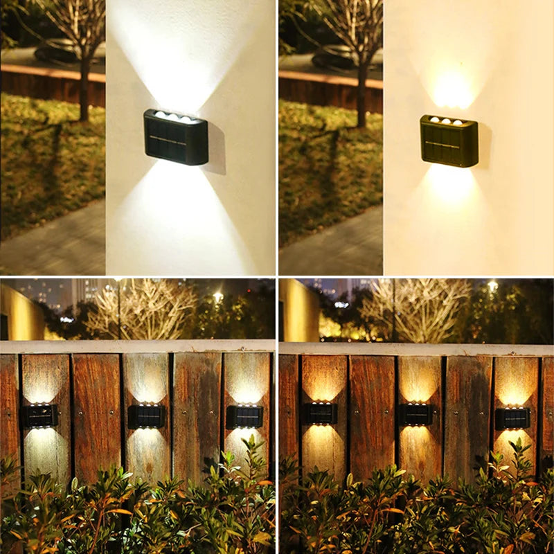 6-LED Solar Wall Lamp – Up & Down Outdoor Waterproof Light for Garden, Yard & Balcony