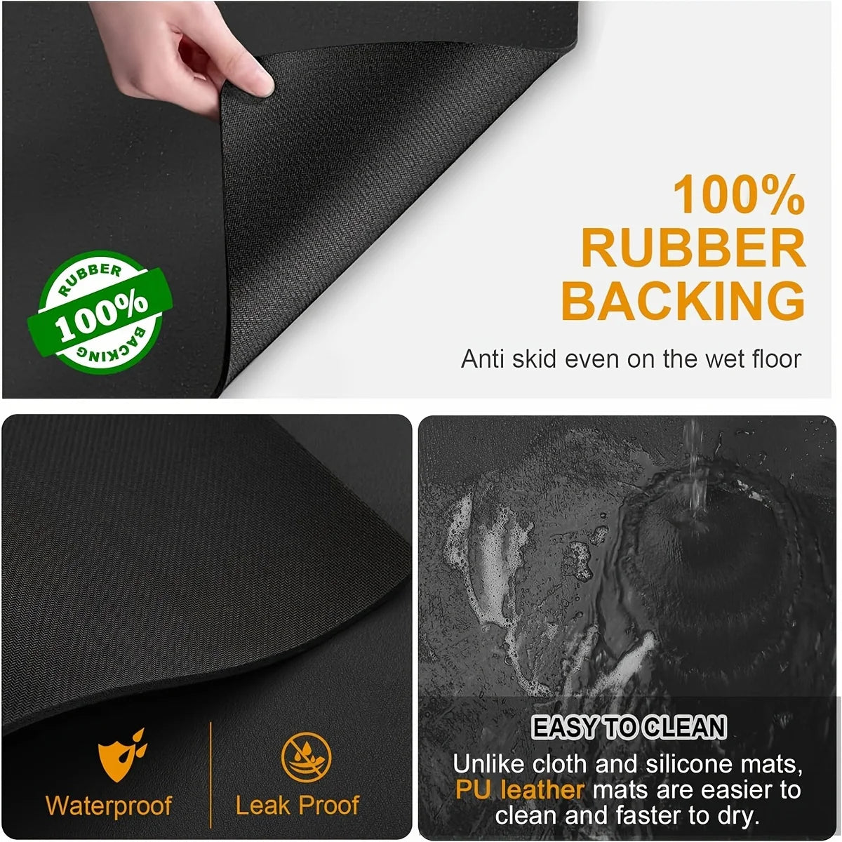 PU Leather Countertop Draining Mat – Quick-Dry Absorbent Pad for Kitchen, Bar & Bathroom