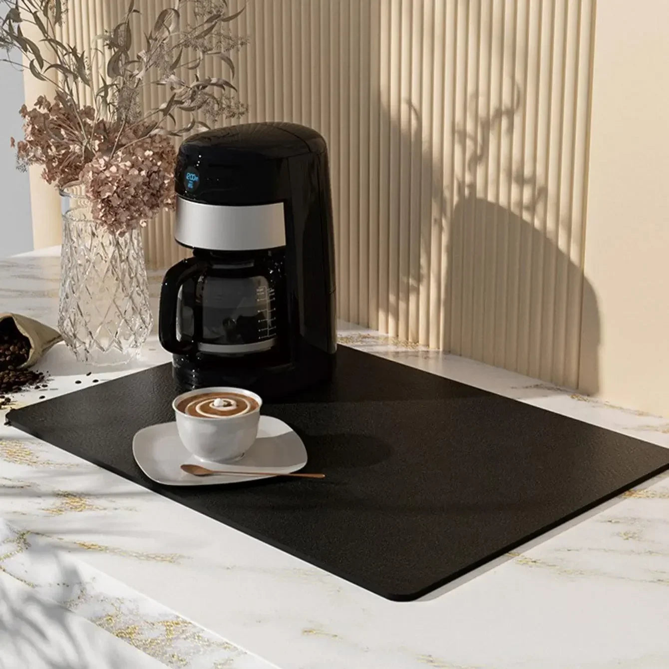 PU Leather Countertop Draining Mat – Quick-Dry Absorbent Pad for Kitchen, Bar & Bathroom