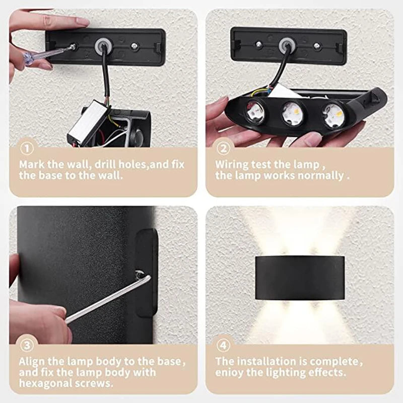Modern LED Wall Sconce – Up & Down Indoor/Outdoor Wall Lamp for Living Room, Hallway & Bedroom