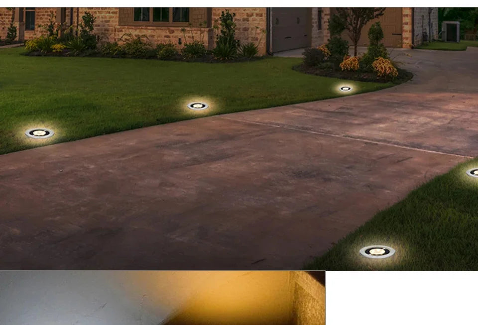 Solar Powered LED Disk Lights – Outdoor Garden & Pathway Ground Lamps (8/20 LEDs)