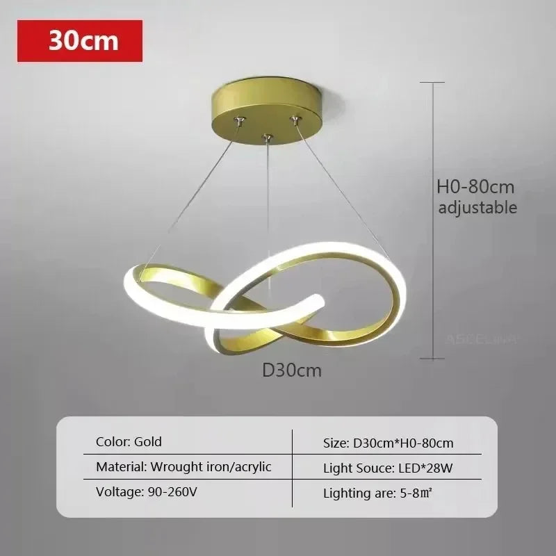 Modern LED Pendant Light – Creative Streamlined Hanging Lamp for Bedroom, Dining & Study