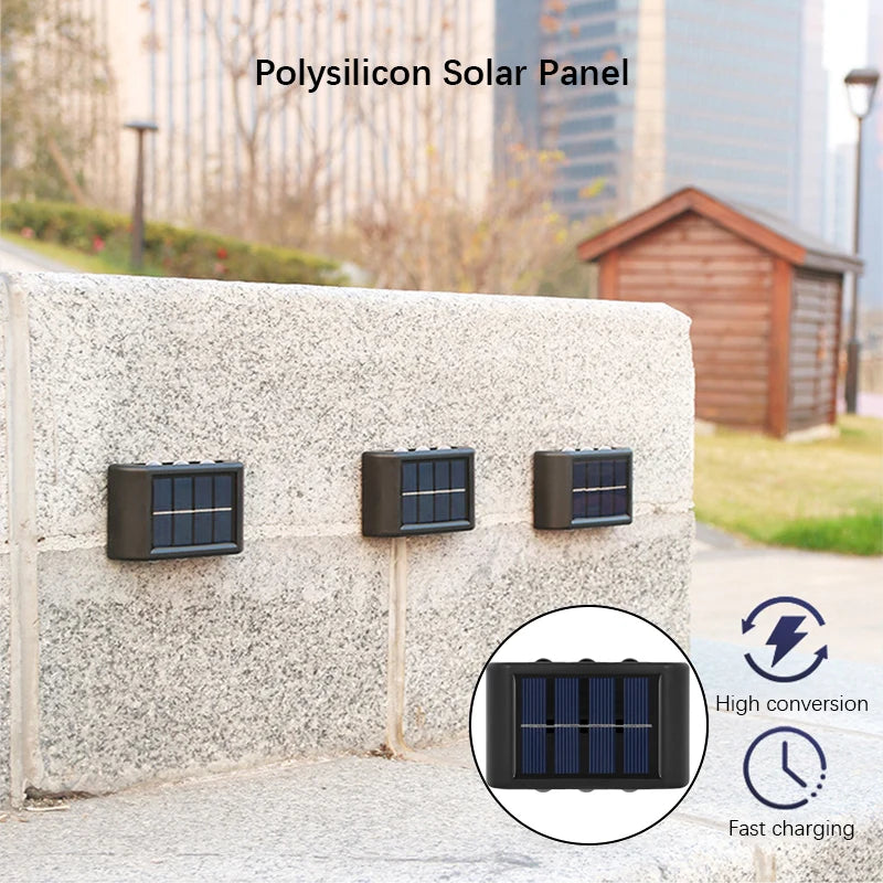 6-LED Solar Wall Lamp – Up & Down Outdoor Waterproof Light for Garden, Yard & Balcony