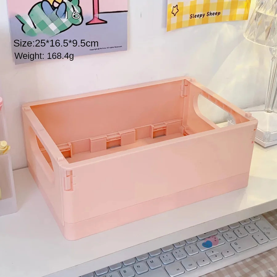 Foldable Desktop Storage Box – Dorm & Home Organizer for Books, Snacks & Toys