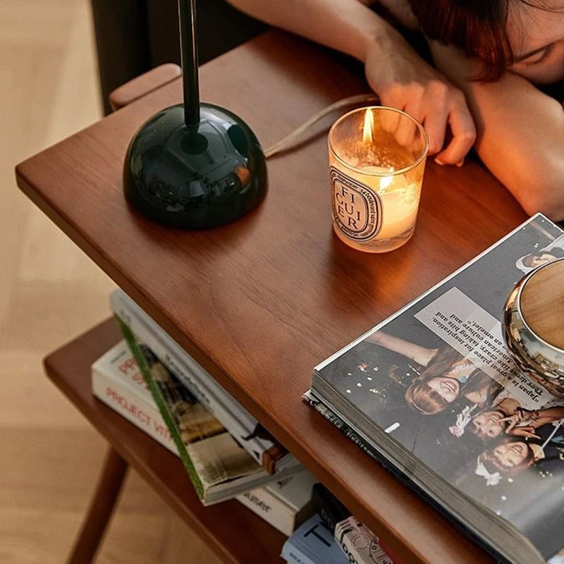 Modern Wooden Coffee Table – Portable Sofa Side Table with Storage for Living Room