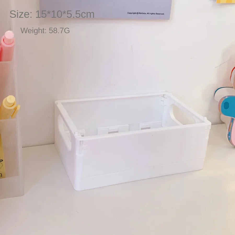 Foldable Desktop Storage Box – Dorm & Home Organizer for Books, Snacks & Toys