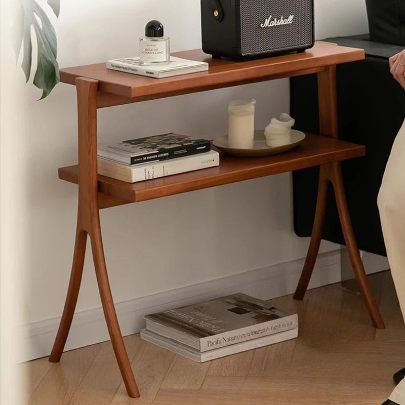 Modern Wooden Coffee Table – Portable Sofa Side Table with Storage for Living Room
