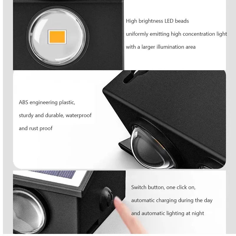 Solar LED Wall Lamp – Waterproof Outdoor Up & Down Lighting for Garden, Yard & Street (4/6/8 LEDs)