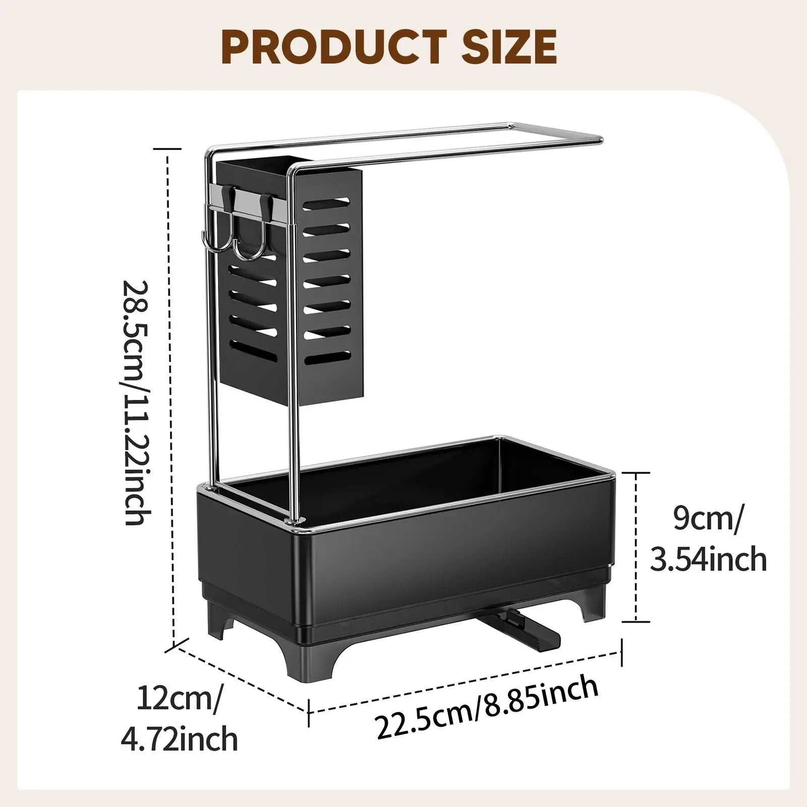 Kitchen Sink Organizer with Drain Tray – Black