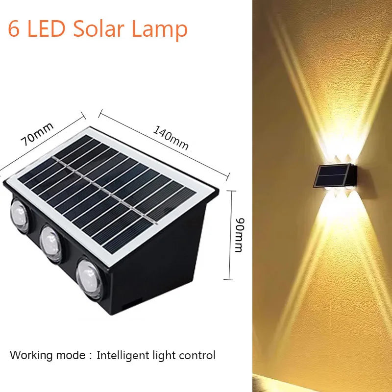 Solar LED Wall Lamp – Waterproof Outdoor Up & Down Lighting for Garden, Yard & Street (4/6/8 LEDs)