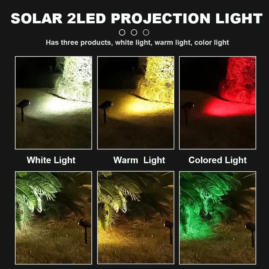RGB Solar LED Spotlights – Waterproof Outdoor Landscape Lights for Garden, Patio & Wall (2/9 LEDs)
